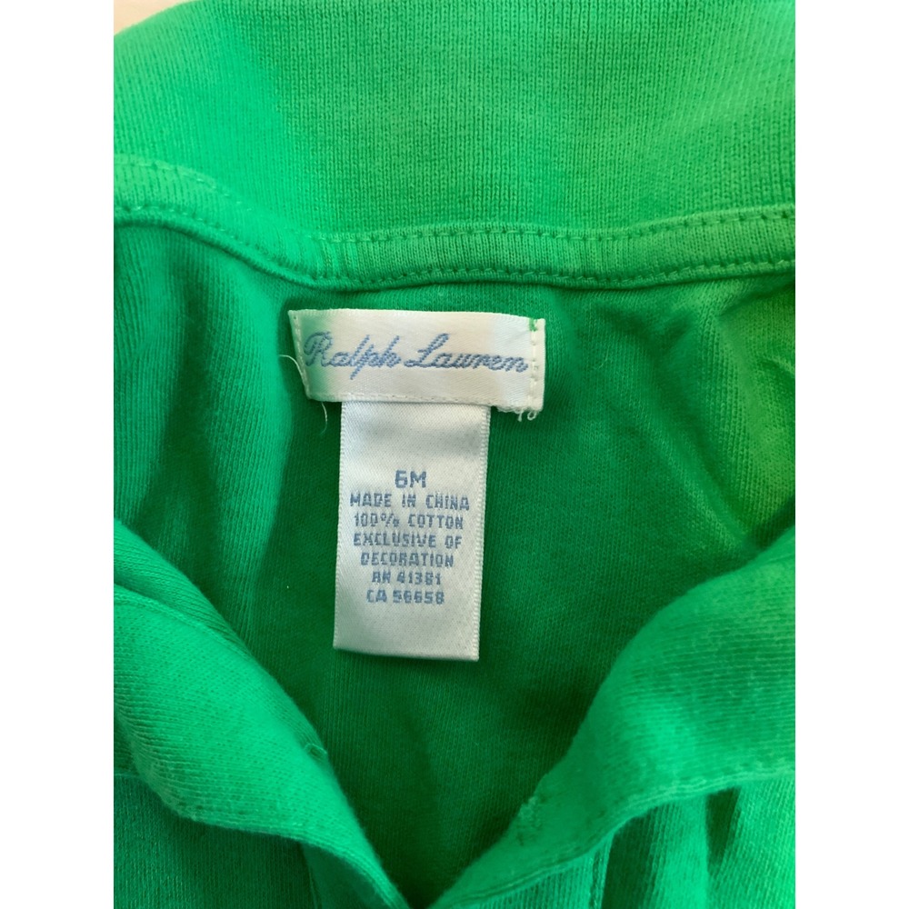 Ralph Lauren Baby Boys Green Polo Romper Short Sleeve One Piece 6M 6 Months - Picture 2 of 2